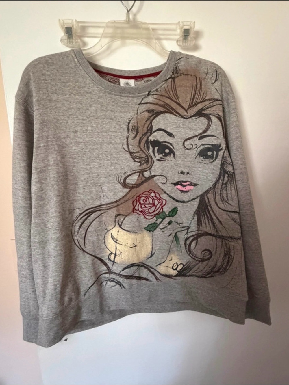Walt Disney world official Gray Graphic Belle Sweatshirt with Rose